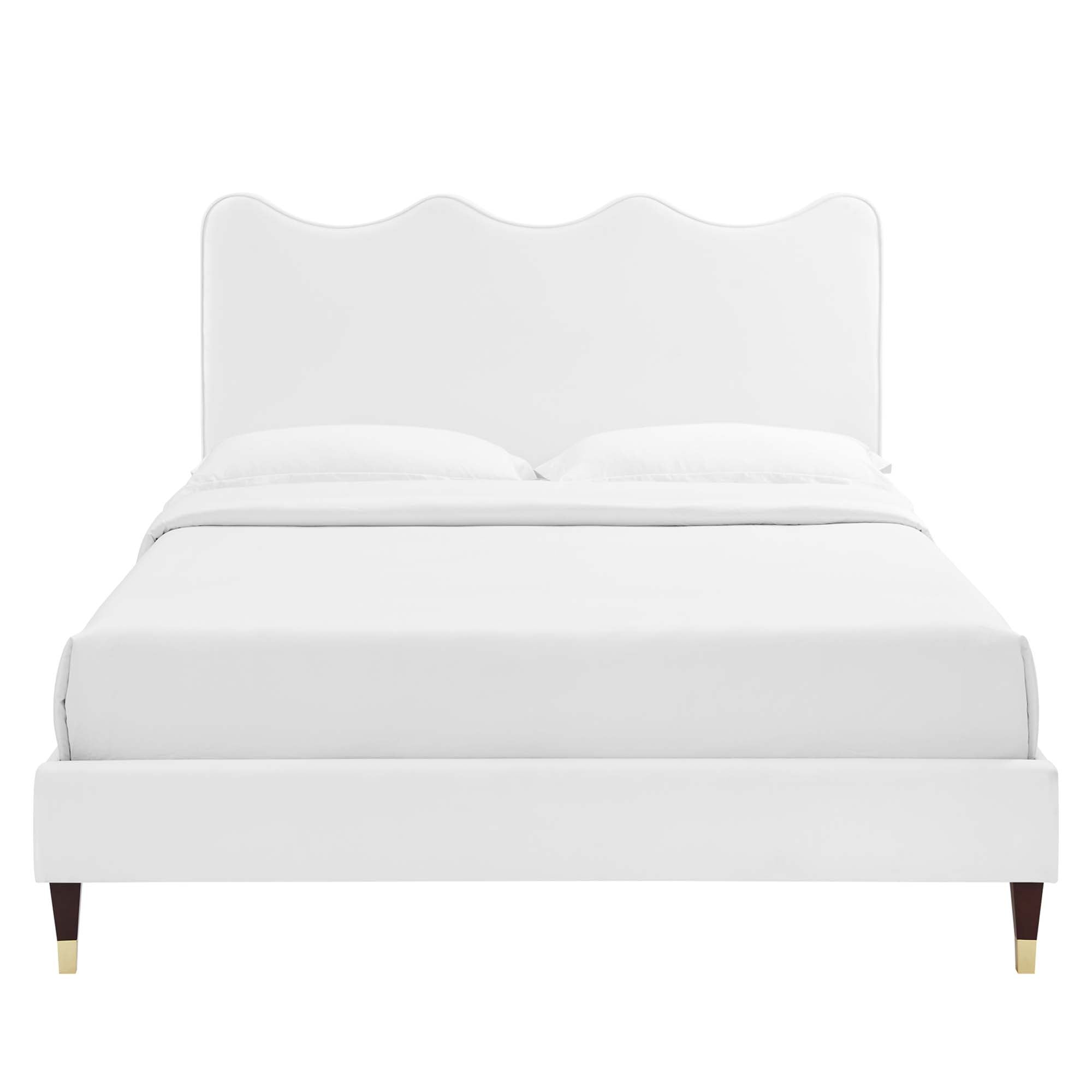 Current Performance Velvet Platform Bed With Wood and Gold Legs by Modway