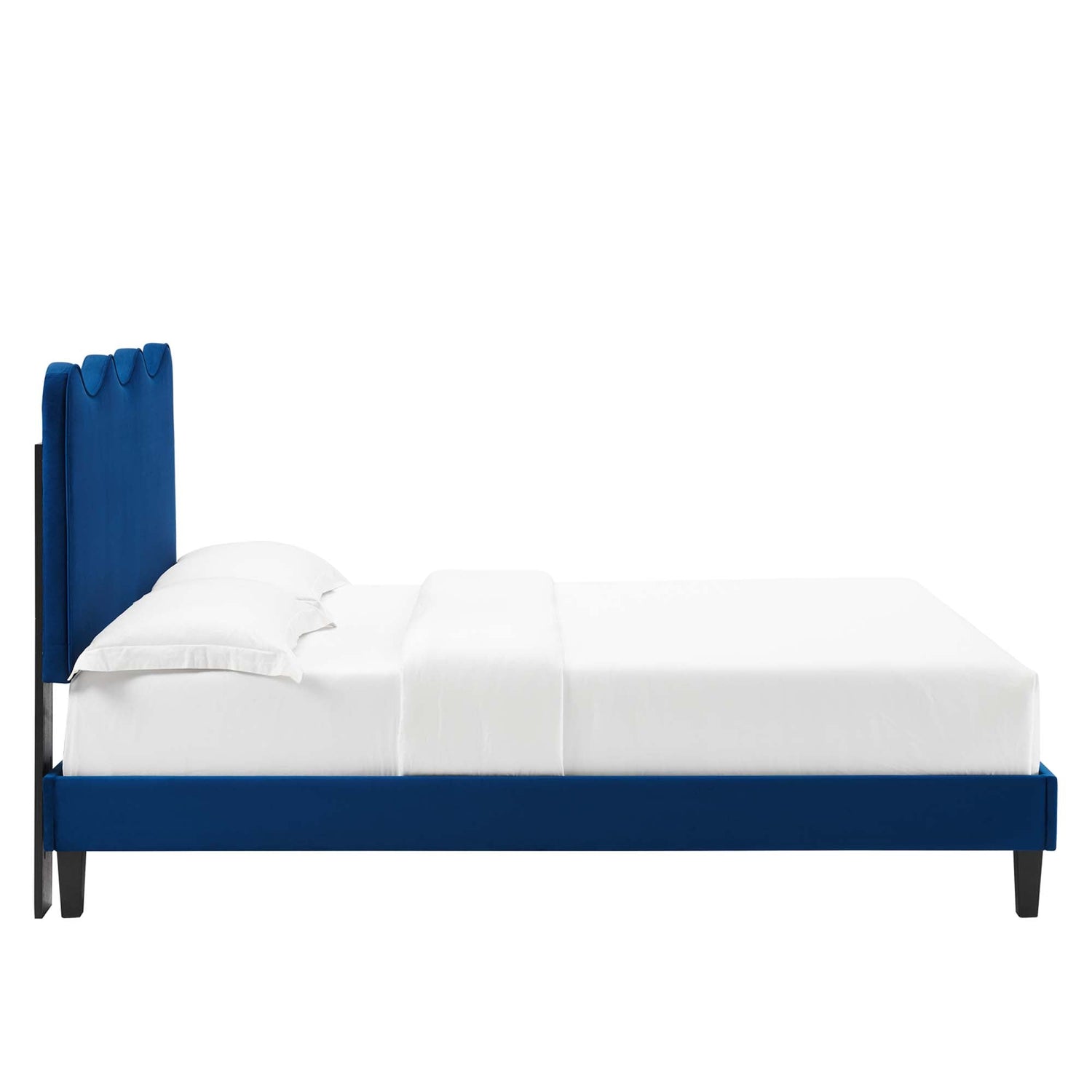 Current Performance Velvet Platform Bed With Black Wood Legs by Modway