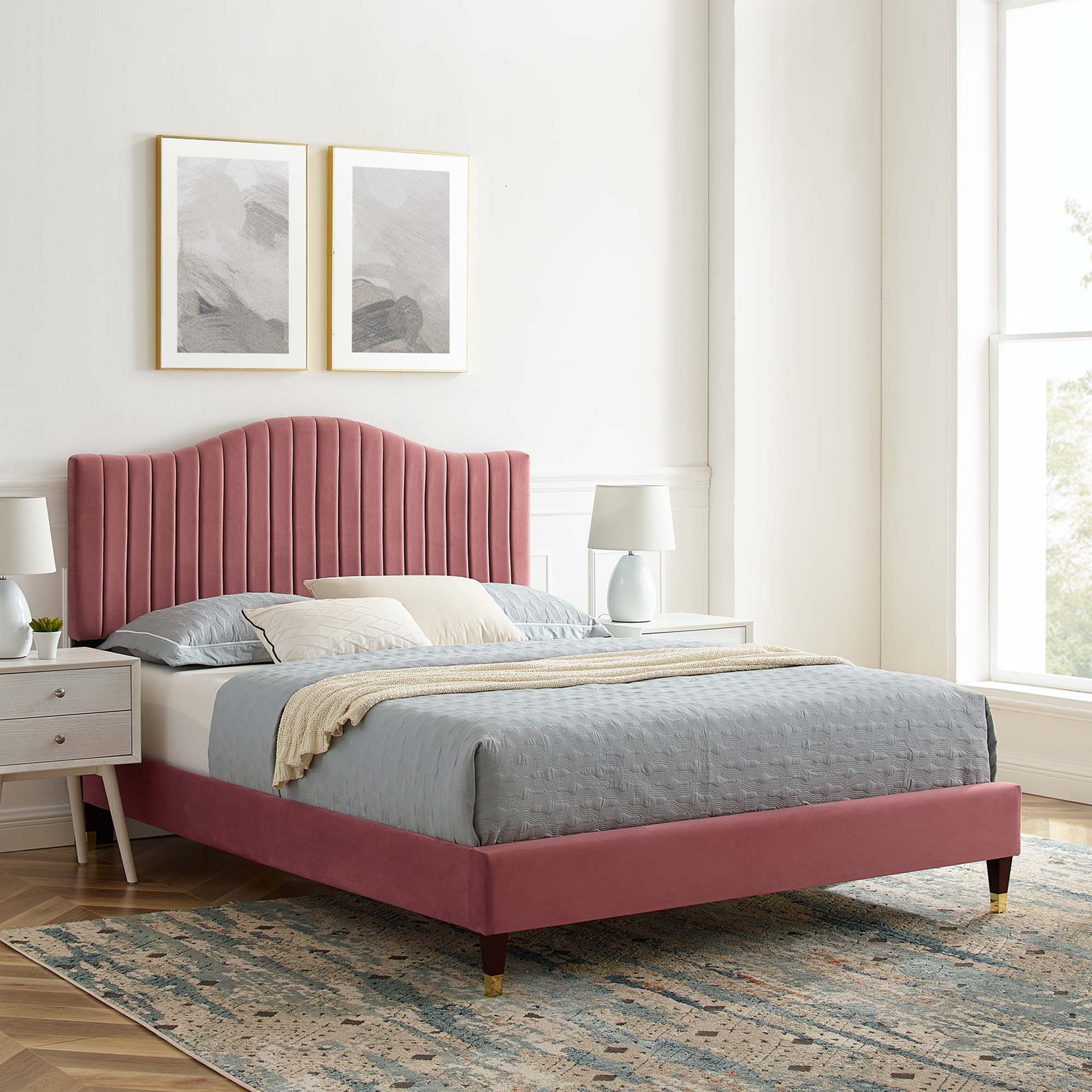 Juniper Channel Tufted Performance Velvet Platform Bed by Modway