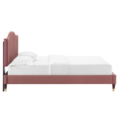 Juniper Channel Tufted Performance Velvet Platform Bed by Modway