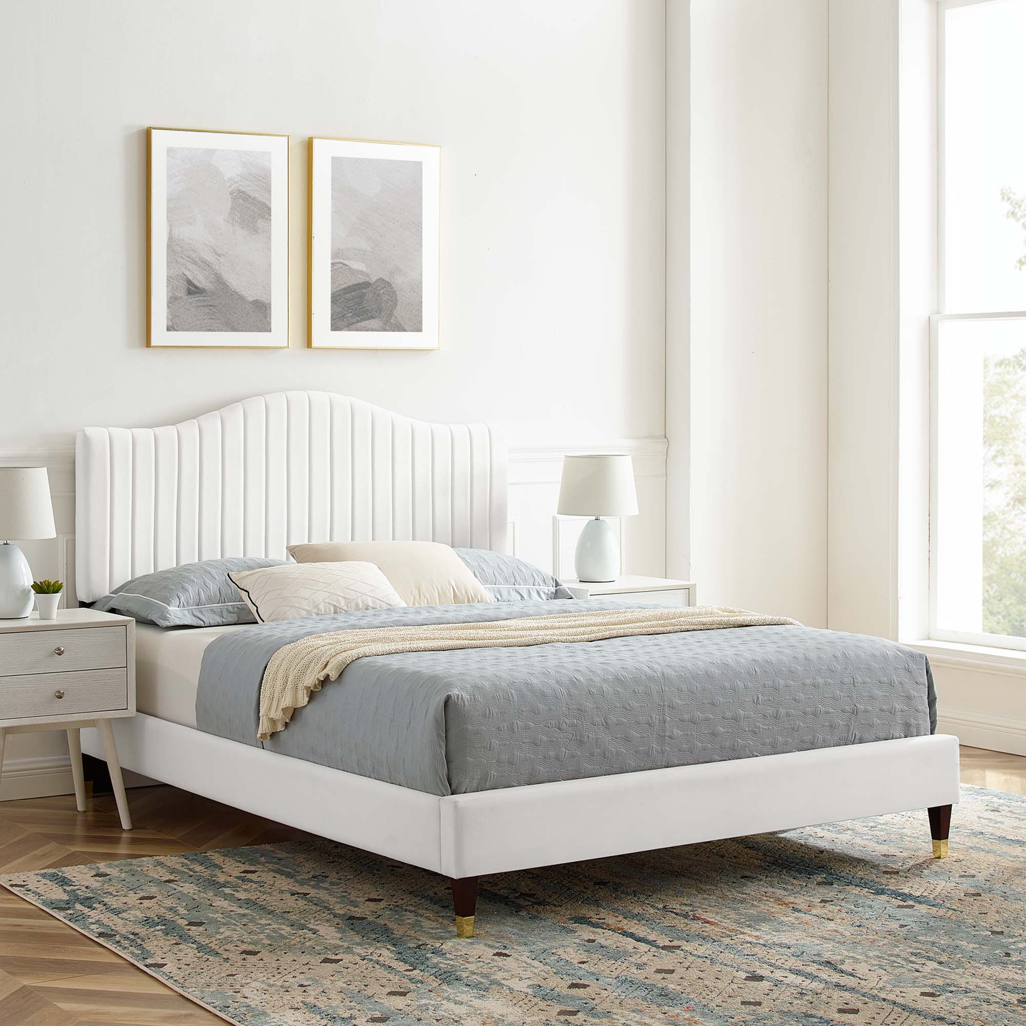 Juniper Channel Tufted Performance Velvet Platform Bed by Modway