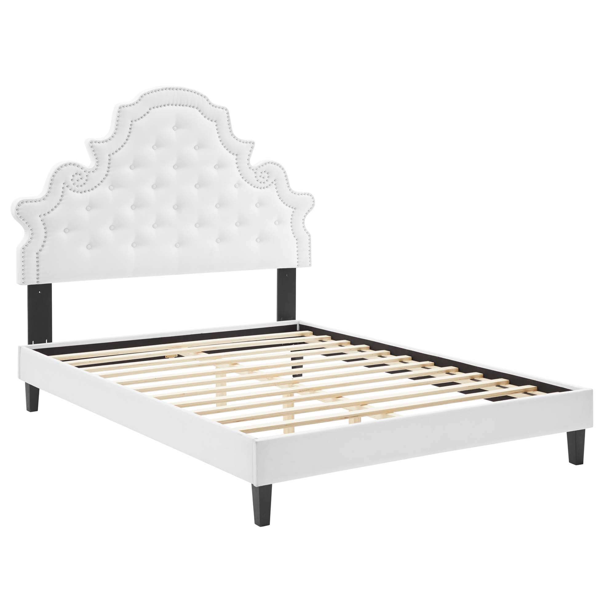 Gwyneth Tufted Performance Velvet Platform Bed With Black Wood Legs by Modway