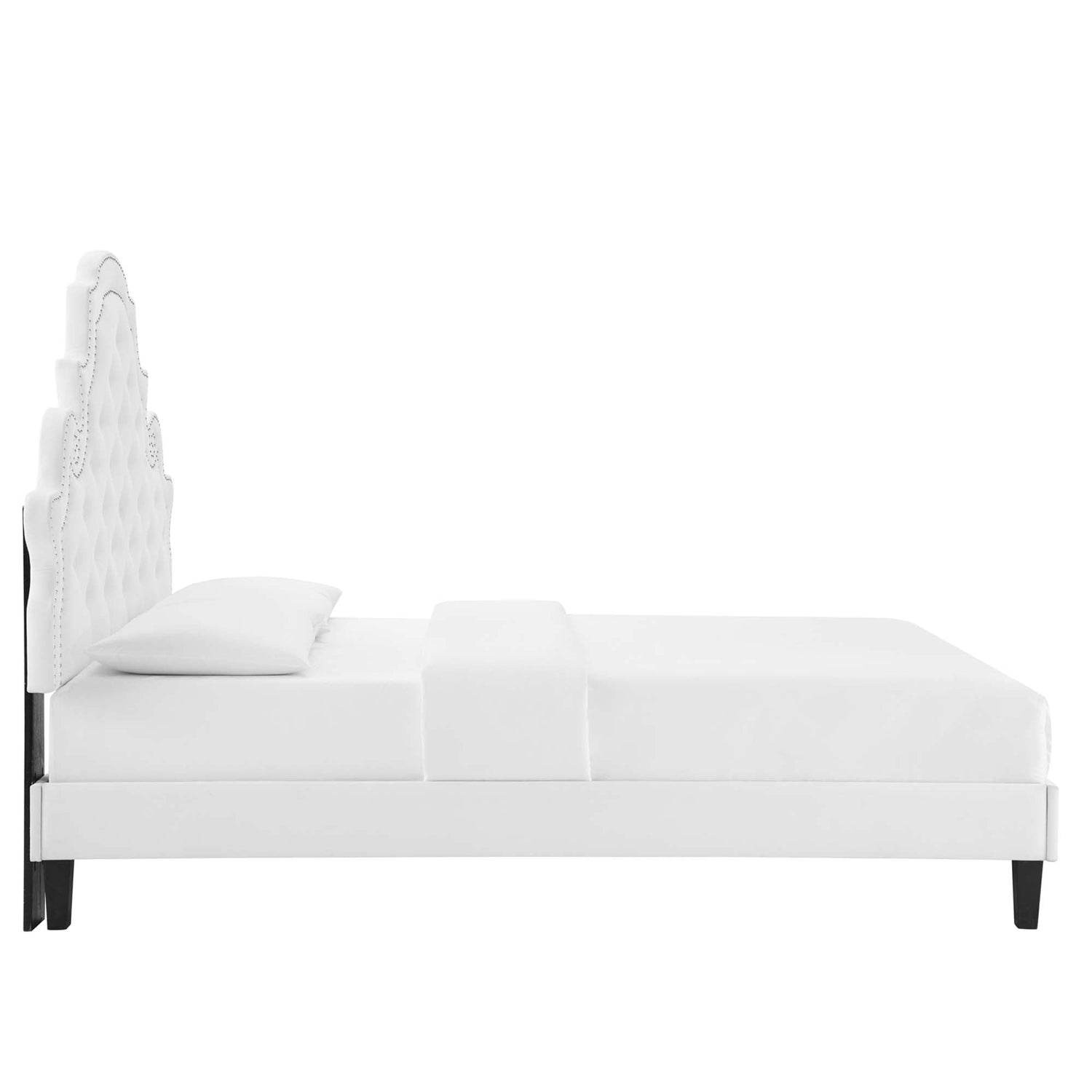 Gwyneth Tufted Performance Velvet Platform Bed With Black Wood Legs by Modway