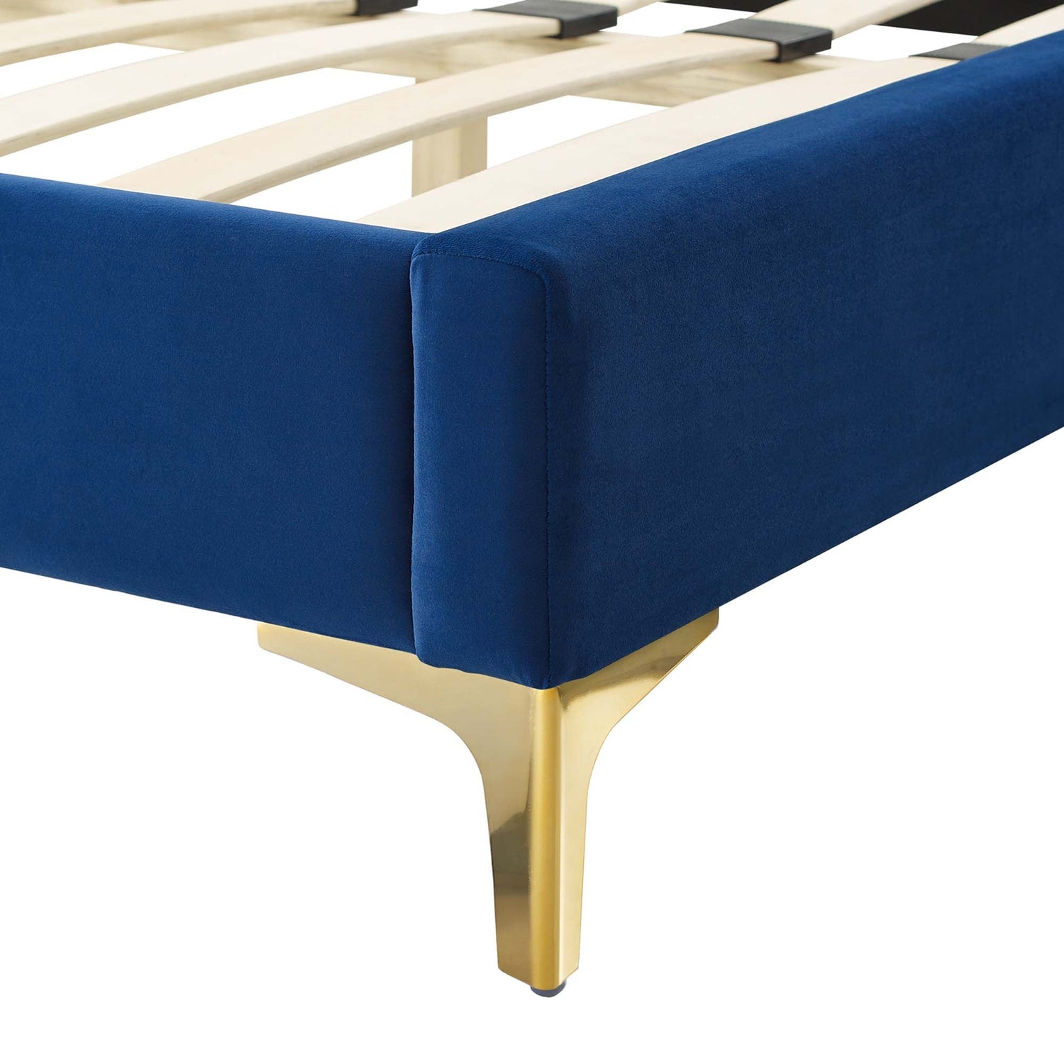 Gwyneth Tufted Performance Velvet Platform Bed With Gold Metal Legs by Modway