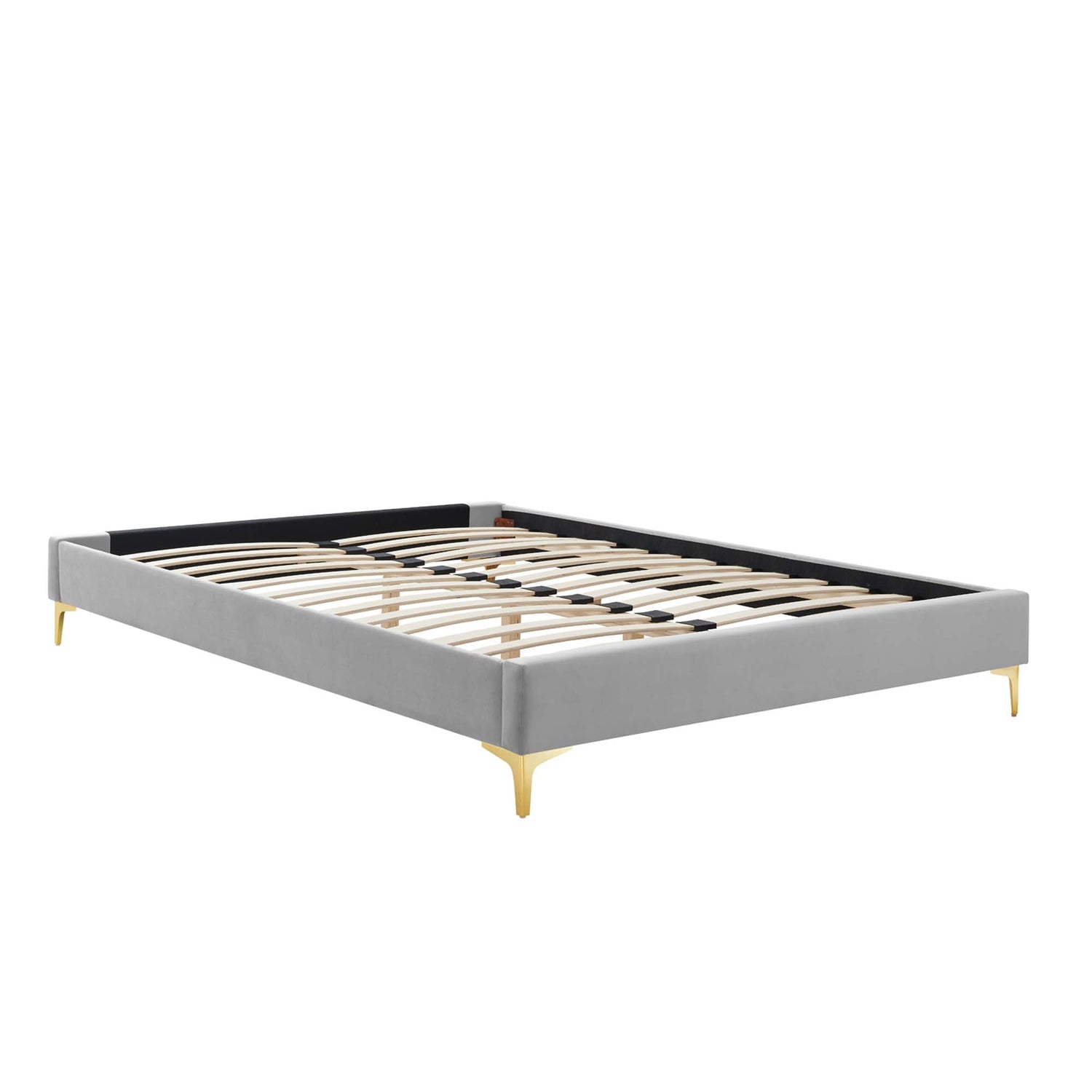 Amber Performance Velvet Platform Bed With Gold Legs by Modway