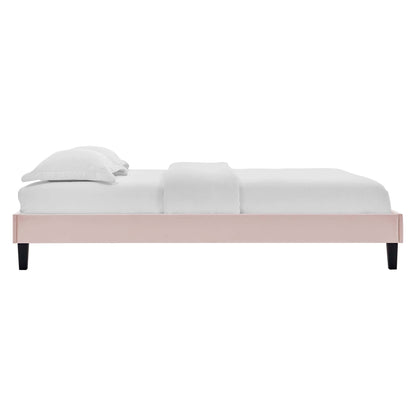 Amber Performance Velvet Platform Bed With Black Wood Legs by Modway
