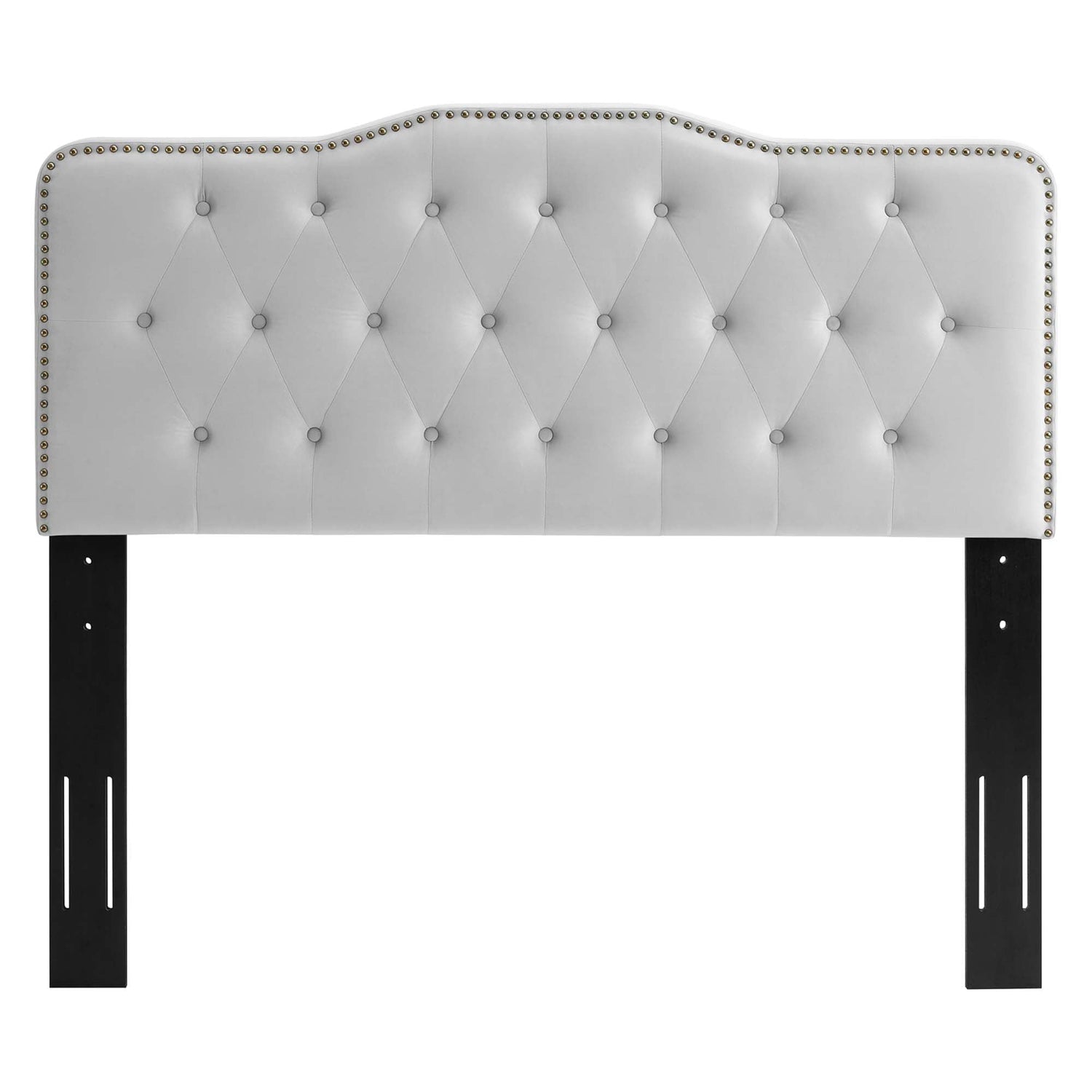 Amber Performance Velvet Platform Bed With Black Wood Legs by Modway