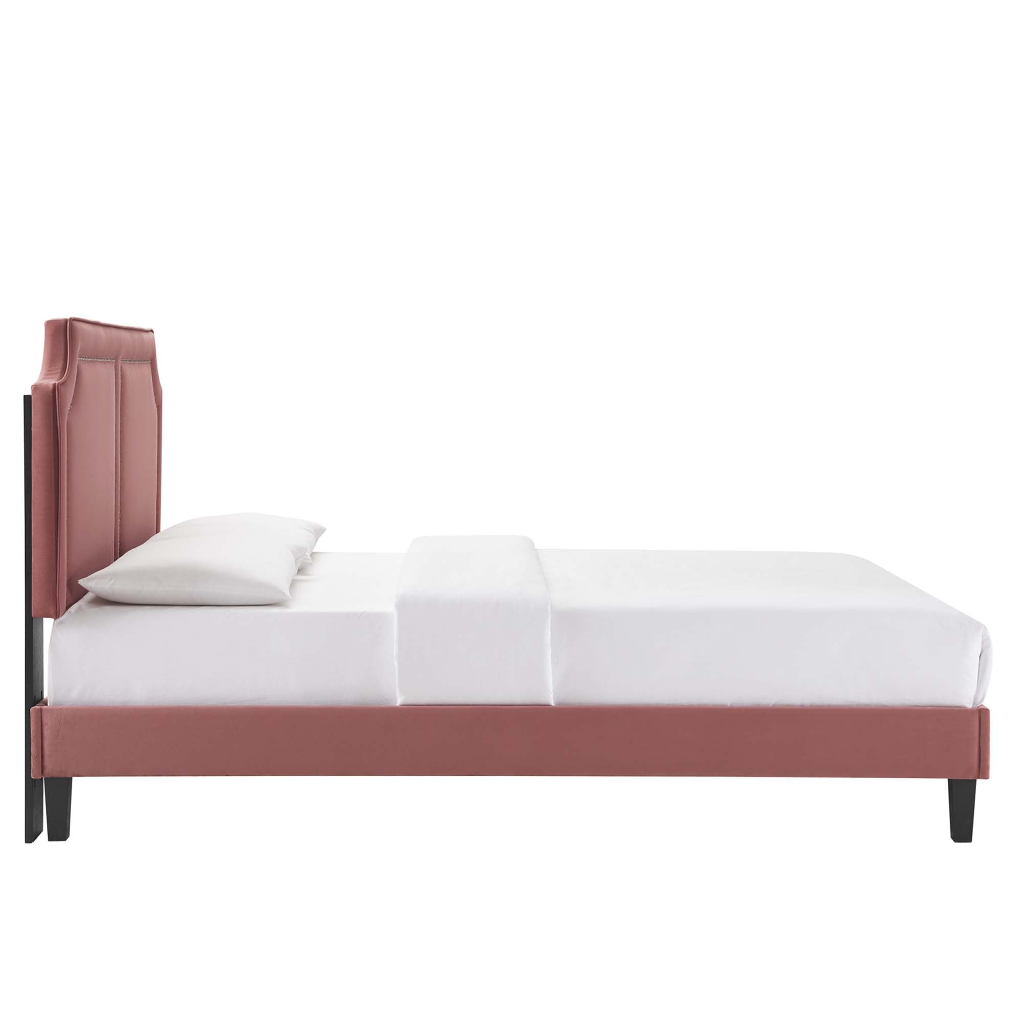 Novi Performance Velvet Bed With Black Wood Legs by Modway