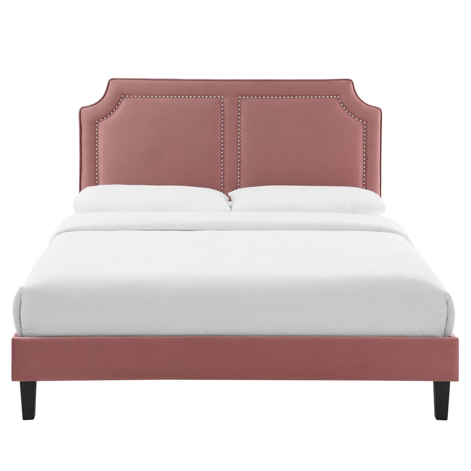 Novi Performance Velvet Bed With Black Wood Legs by Modway