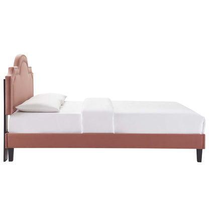 Aviana Performance Velvet Bed With Black Wood Legs by Modway