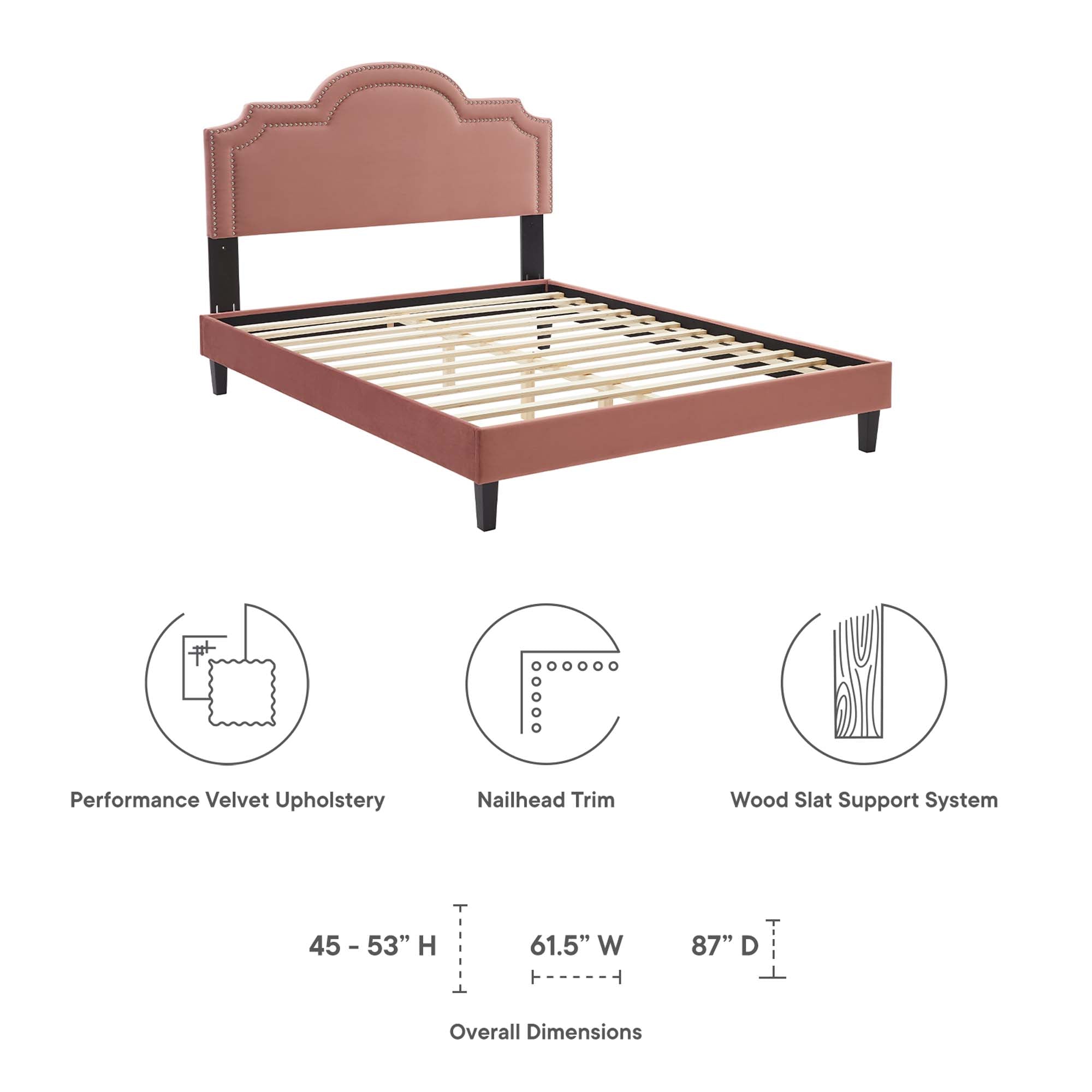 Aviana Performance Velvet Bed With Black Wood Legs by Modway