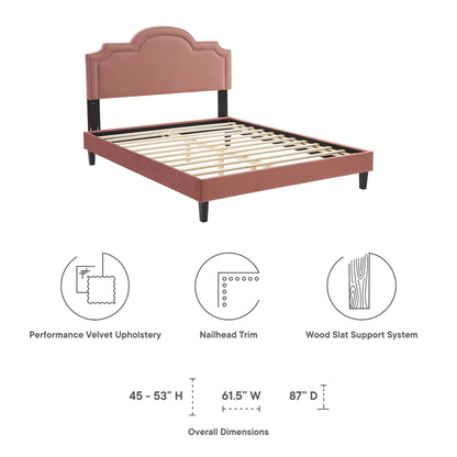 Aviana Performance Velvet Bed With Black Wood Legs by Modway