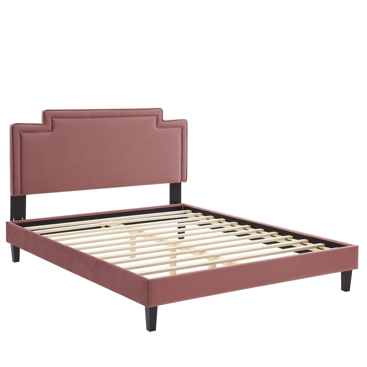 Liva Performance Velvet Bed With Black Wood Legs by Modway