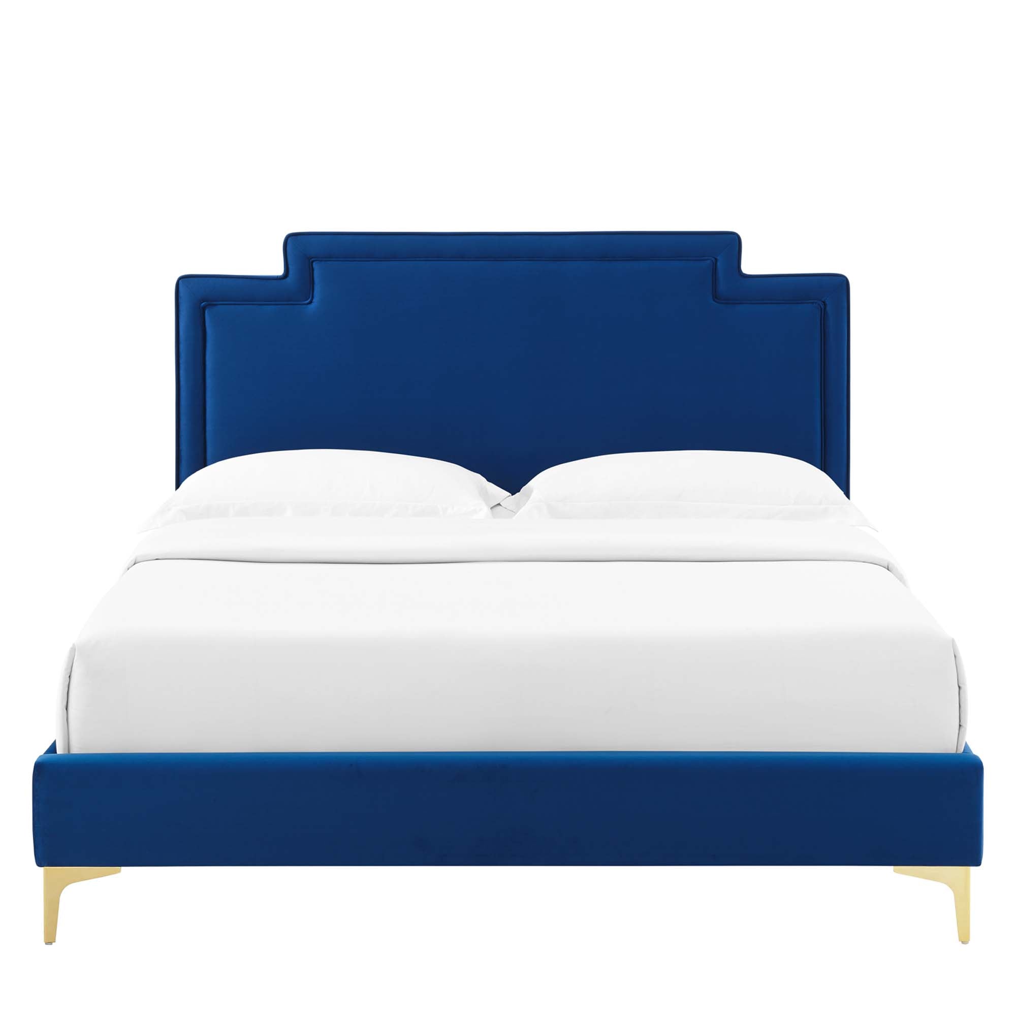 Liva Performance Velvet Bed With Gold Metal Legs by Modway