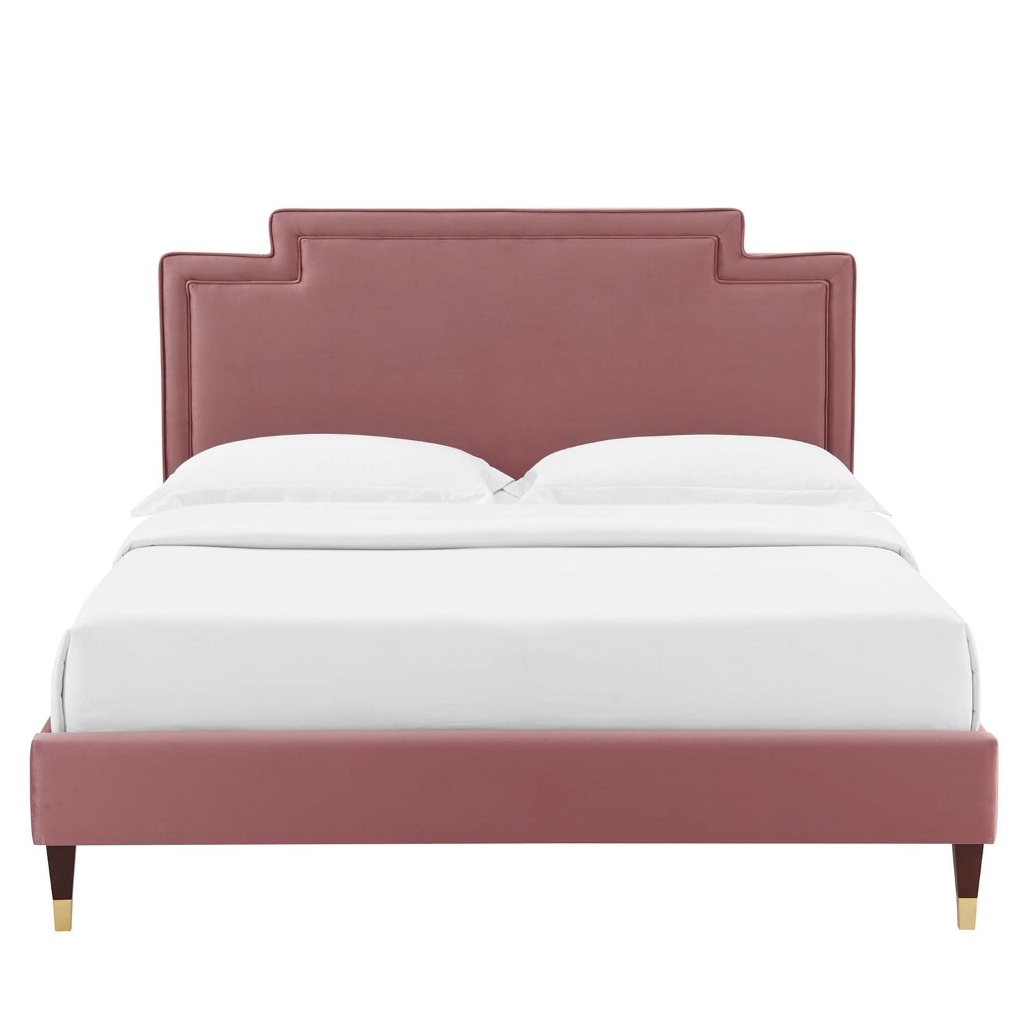 Liva Performance Velvet Bed With Wood and Gold Legs by Modway