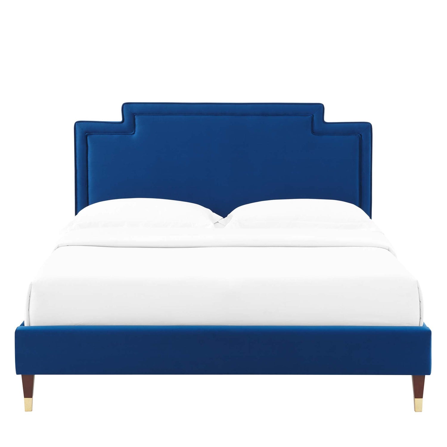 Liva Performance Velvet Bed With Wood and Gold Legs by Modway