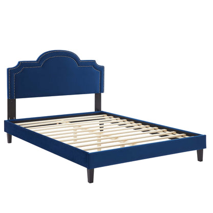 Aviana Performance Velvet Bed With Black Wood Legs by Modway