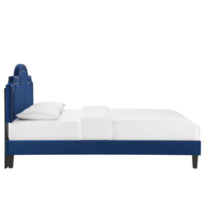 Aviana Performance Velvet Bed With Black Wood Legs by Modway