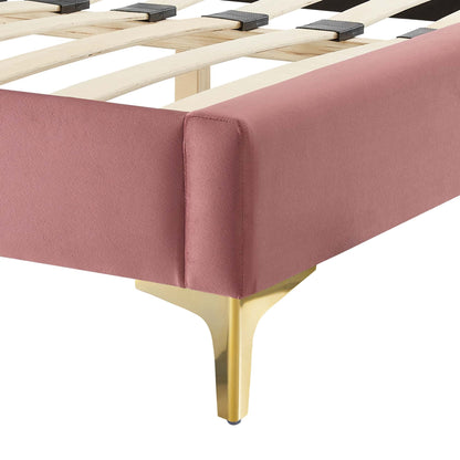 Aviana Performance Velvet Bed With Gold Legs by Modway