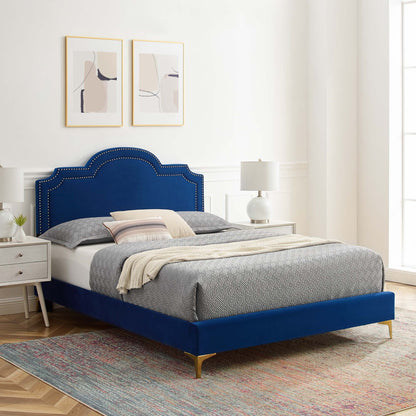 Aviana Performance Velvet Bed With Gold Legs by Modway