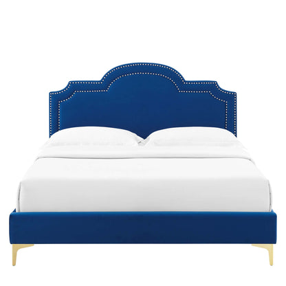 Aviana Performance Velvet Bed With Gold Legs by Modway