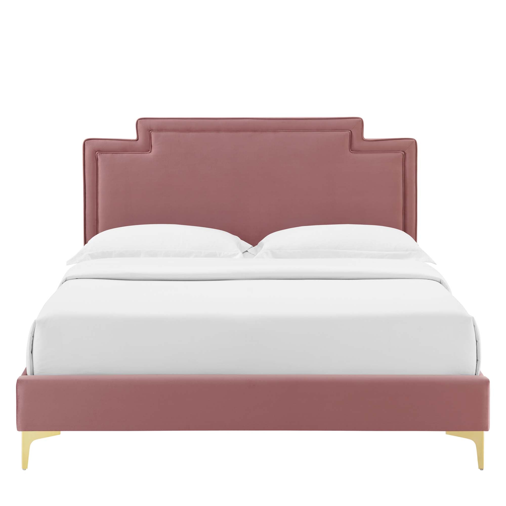 Liva Performance Velvet Bed With Gold Metal Legs by Modway