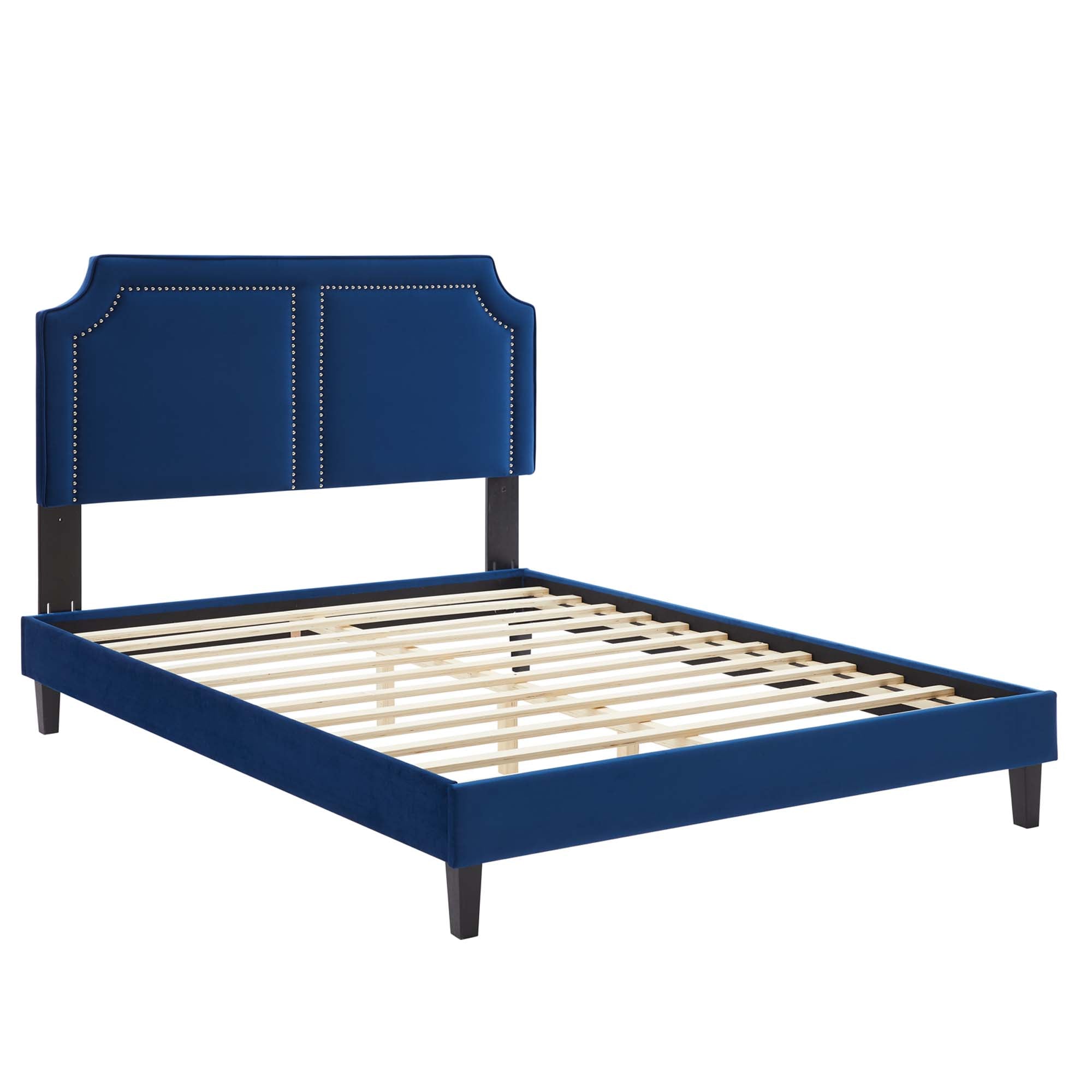 Novi Performance Velvet Bed With Black Wood Legs by Modway