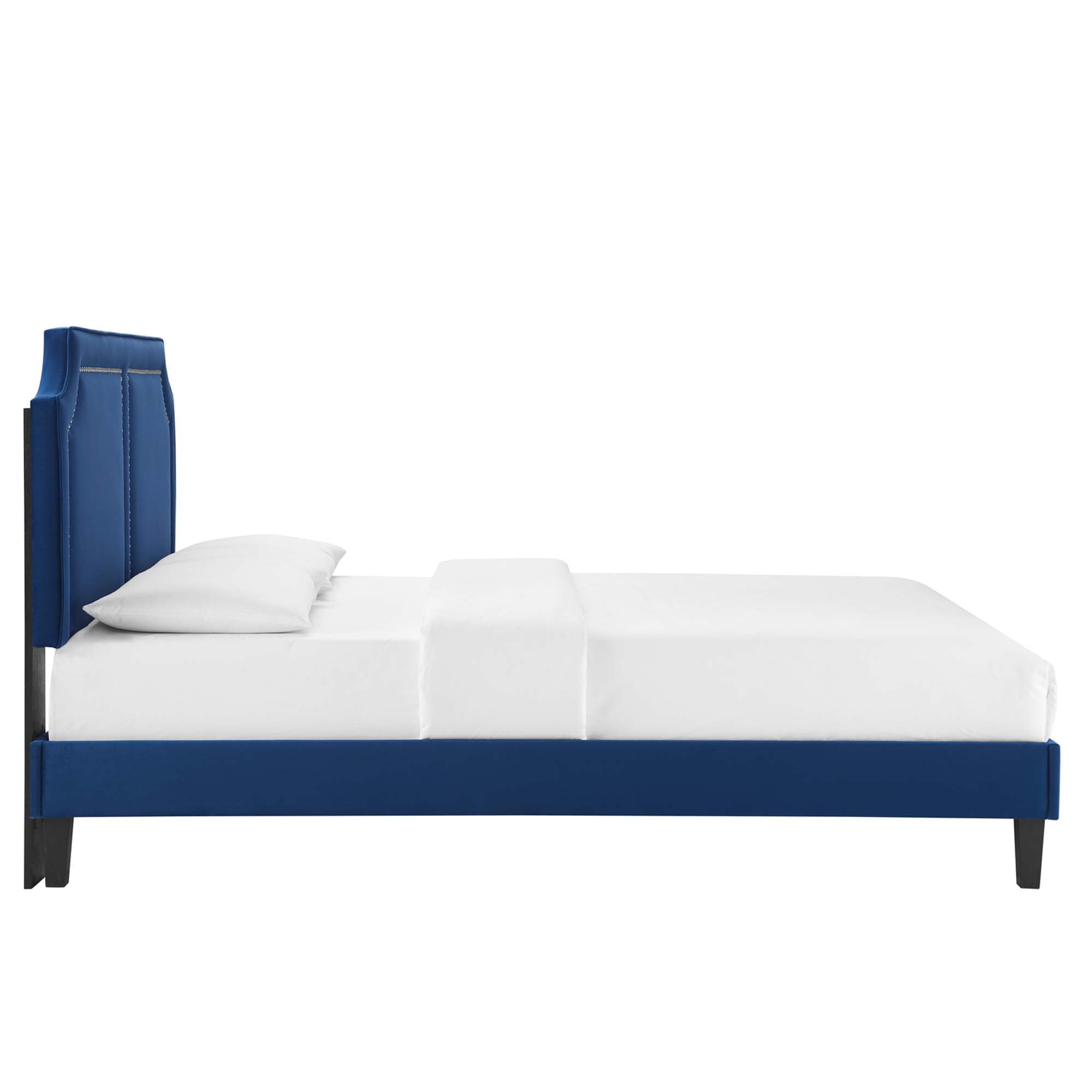 Novi Performance Velvet Bed With Black Wood Legs by Modway