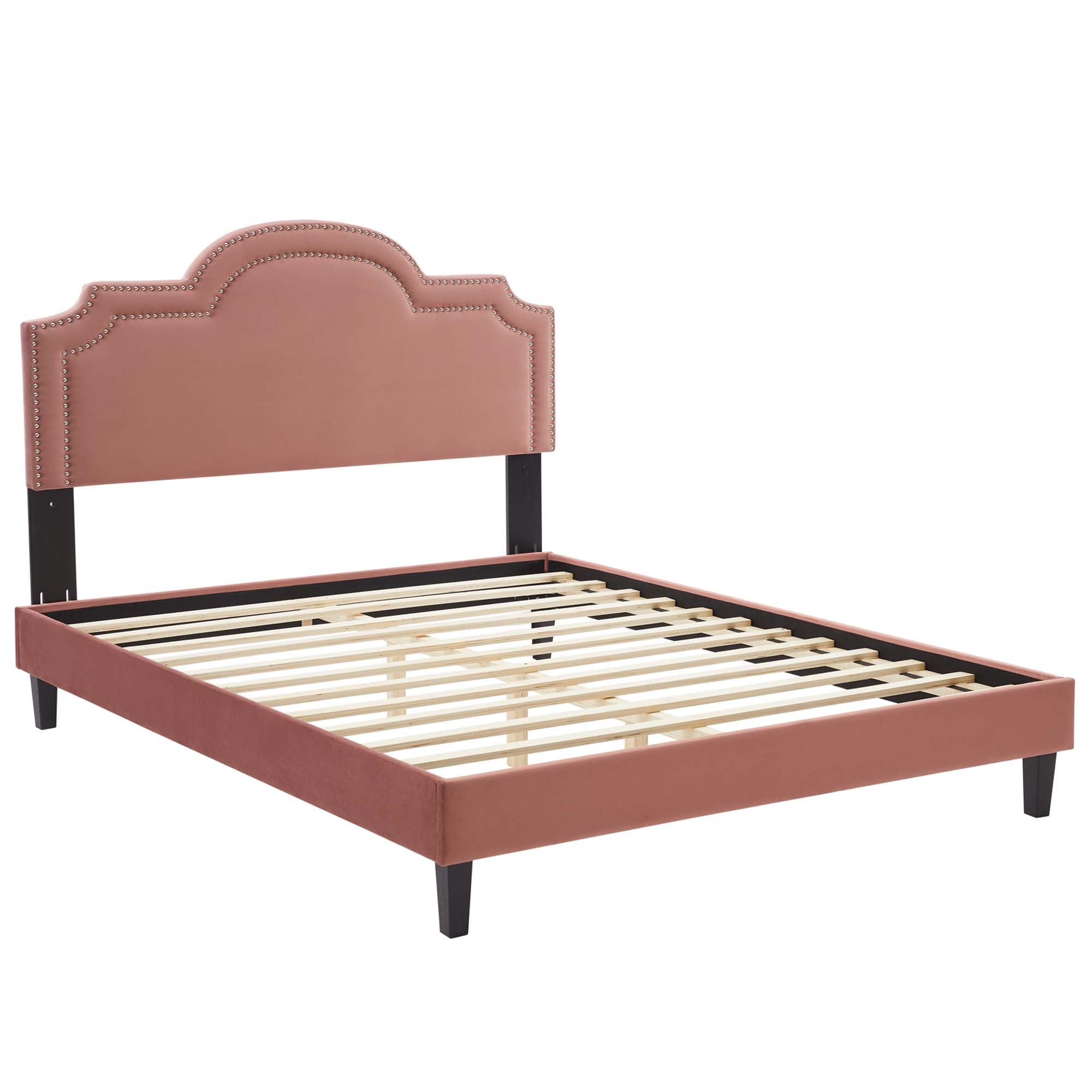 Aviana Performance Velvet Bed With Black Wood Legs by Modway