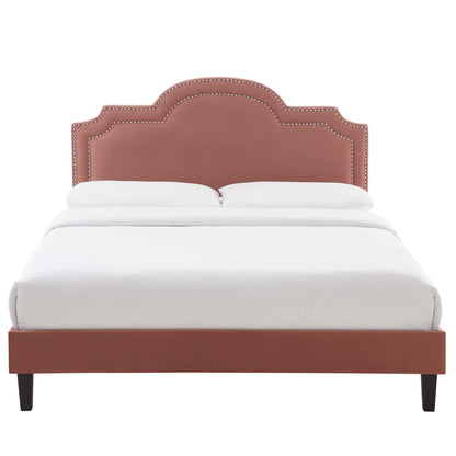 Aviana Performance Velvet Bed With Black Wood Legs by Modway