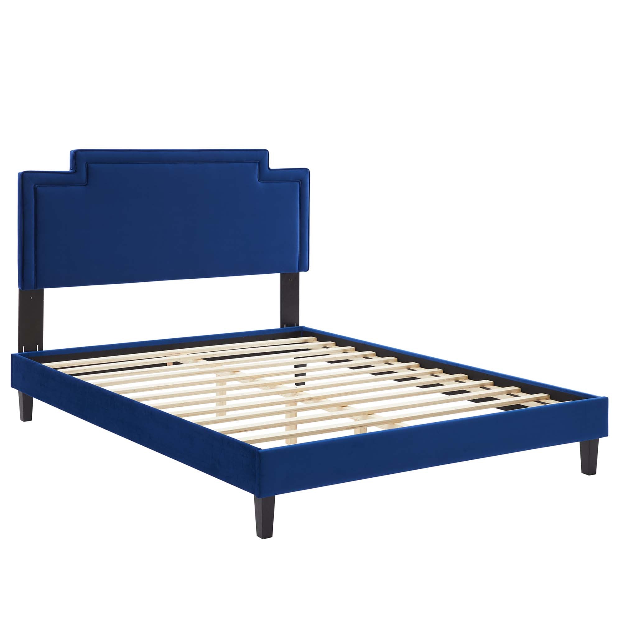 Liva Performance Velvet Bed With Black Wood Legs by Modway