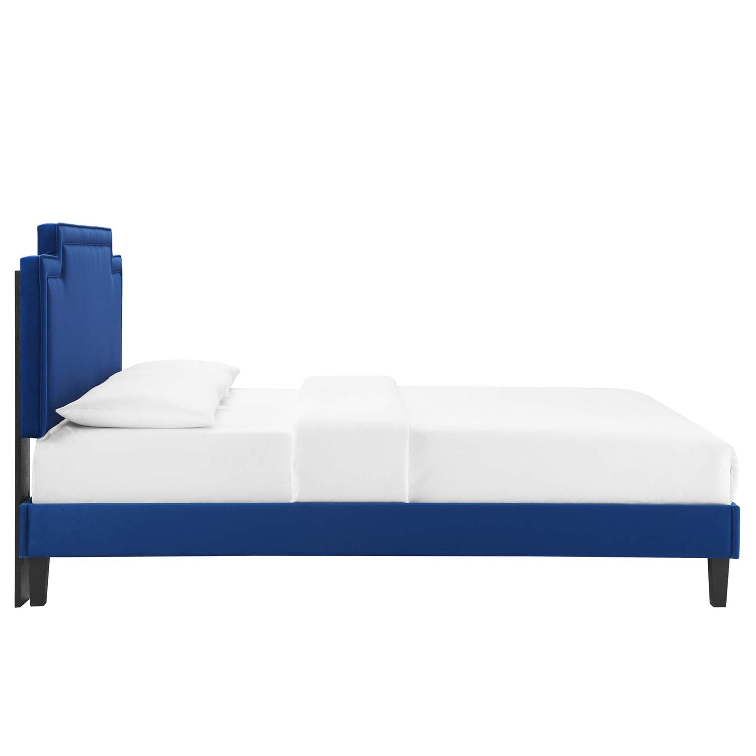 Liva Performance Velvet Bed With Black Wood Legs by Modway