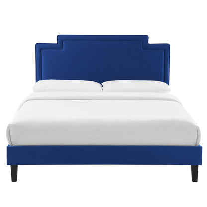 Liva Performance Velvet Bed With Black Wood Legs by Modway