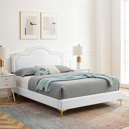 Aviana Performance Velvet Bed With Gold Legs by Modway