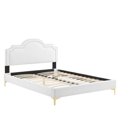 Aviana Performance Velvet Bed With Gold Legs by Modway
