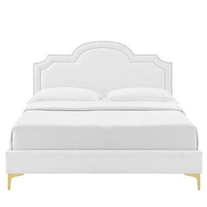 Aviana Performance Velvet Bed With Gold Legs by Modway