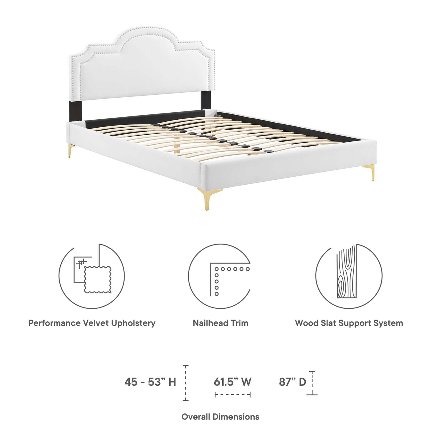 Aviana Performance Velvet Bed With Gold Legs by Modway