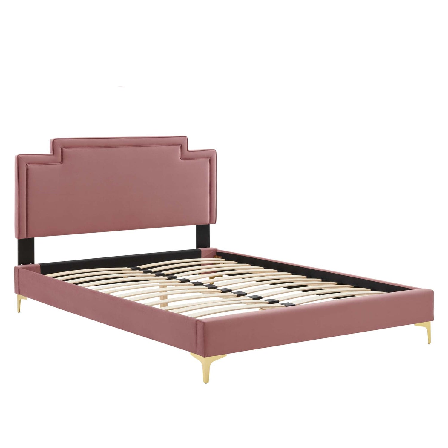 Liva Performance Velvet Bed With Gold Metal Legs by Modway