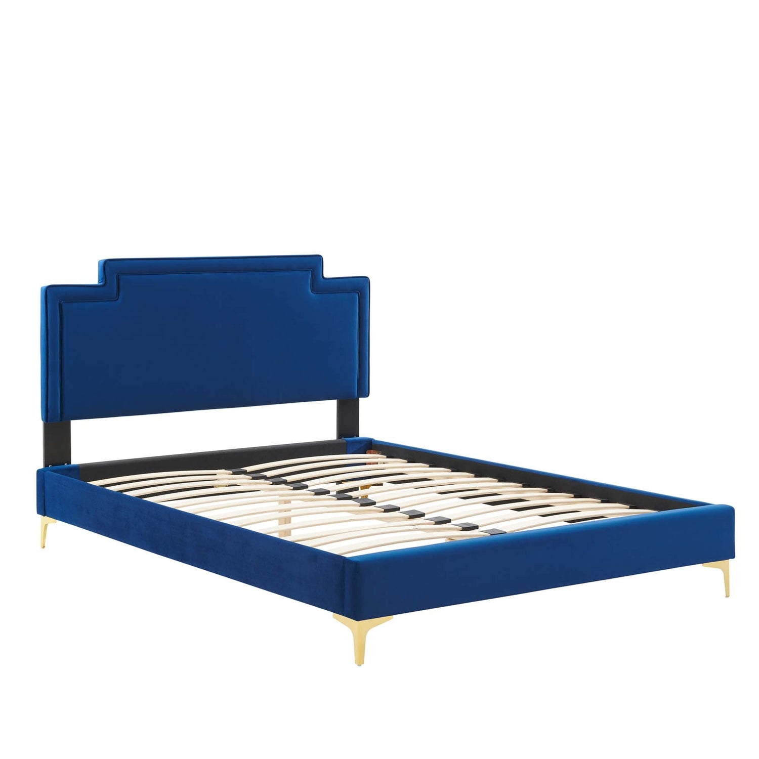 Liva Performance Velvet Bed With Gold Metal Legs by Modway