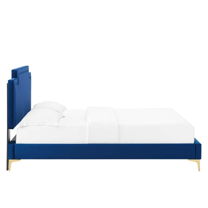 Liva Performance Velvet Bed With Gold Metal Legs by Modway