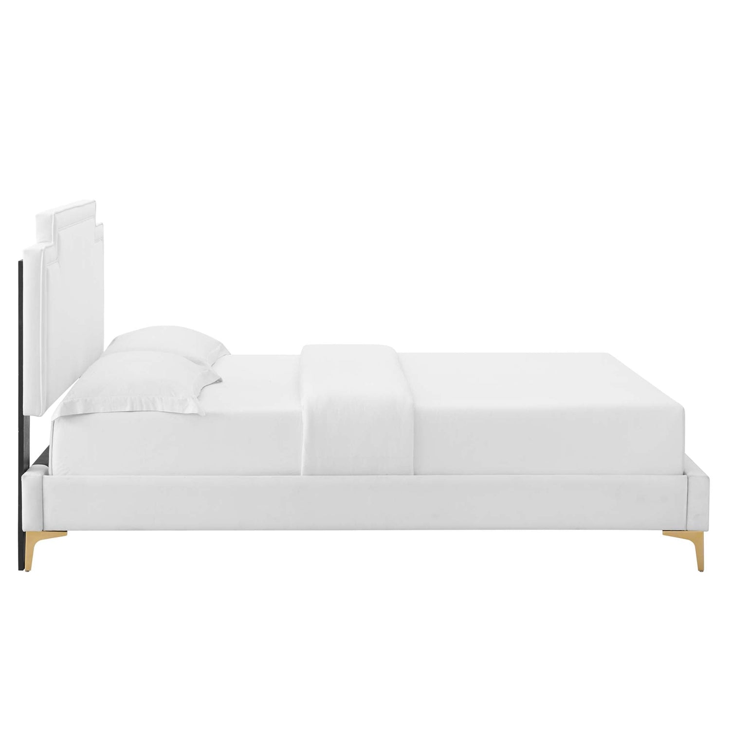 Liva Performance Velvet Bed With Gold Metal Legs by Modway