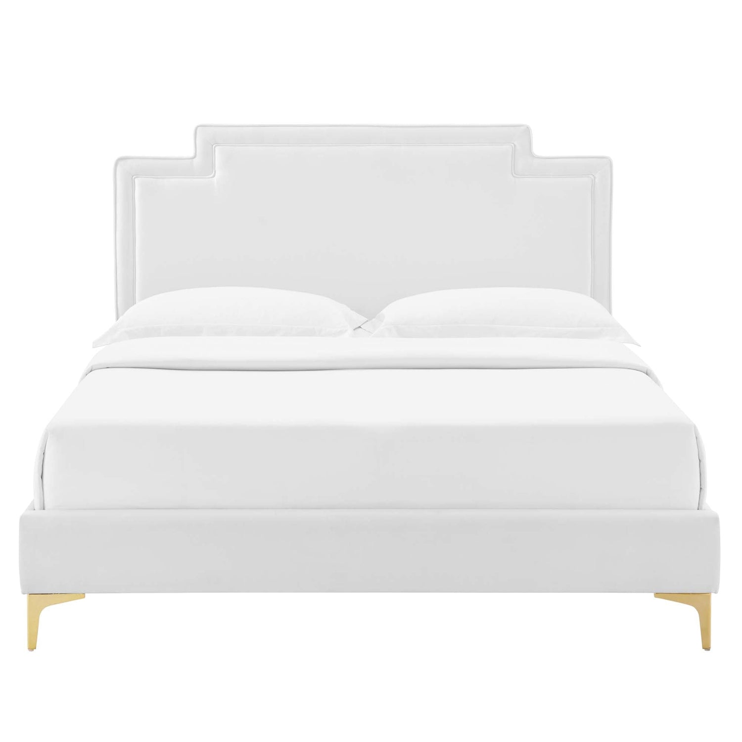 Liva Performance Velvet Bed With Gold Metal Legs by Modway