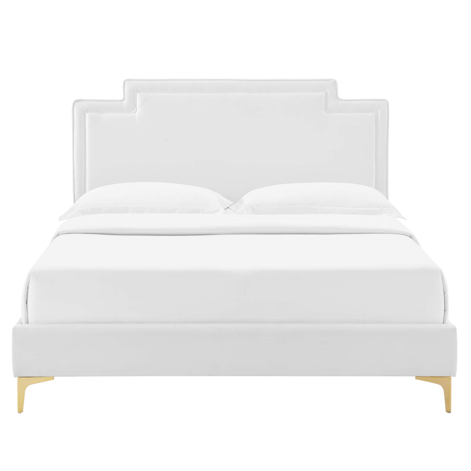 Liva Performance Velvet Bed With Gold Metal Legs by Modway