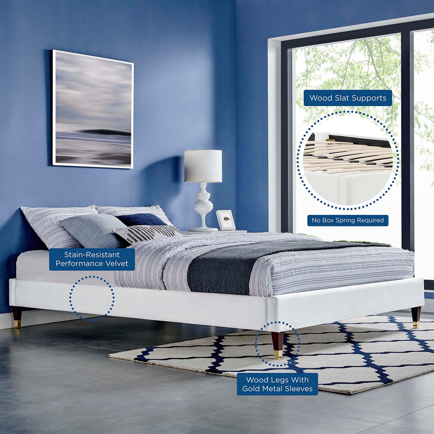 Aviana Performance Velvet Bed by Modway