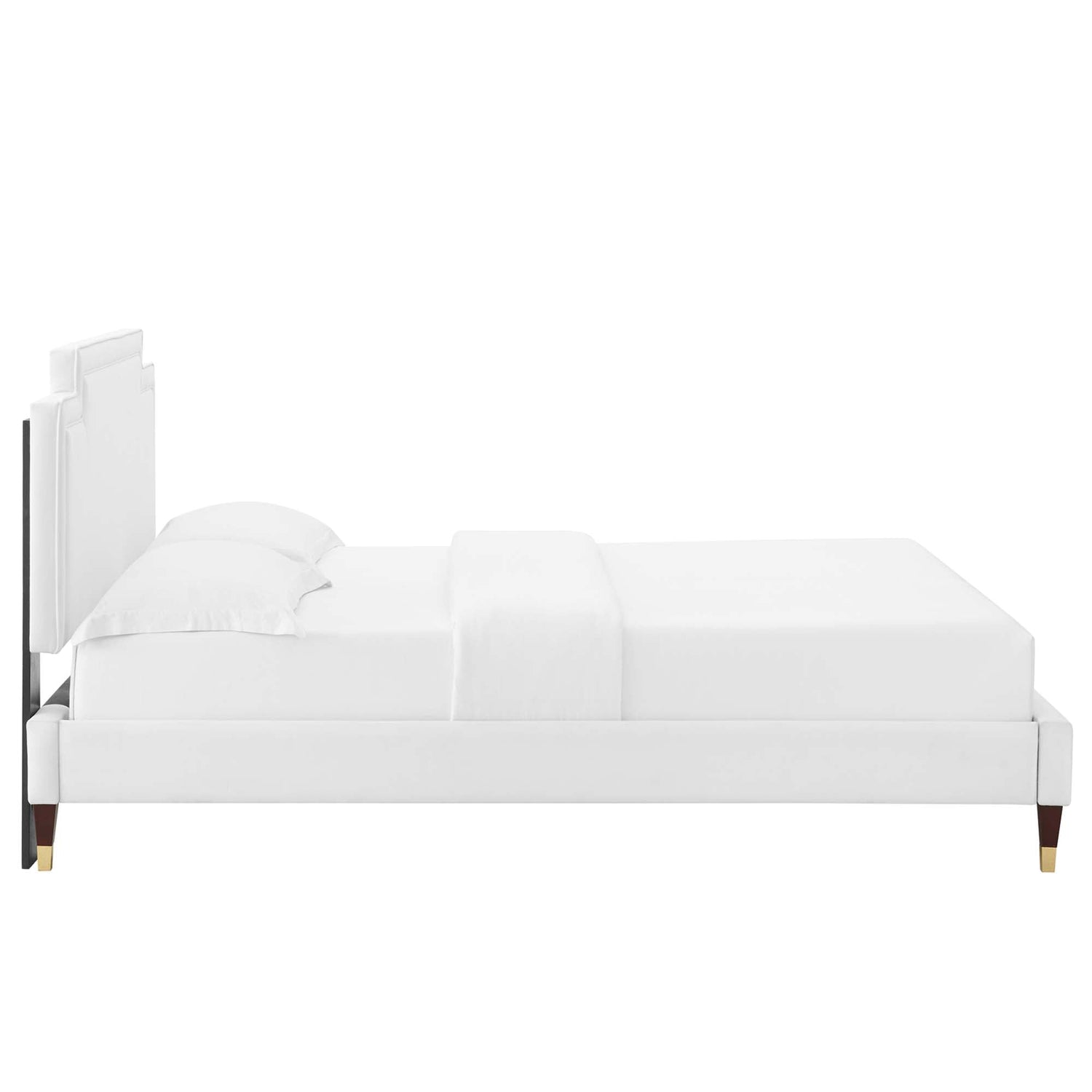 Liva Performance Velvet Bed With Wood and Gold Legs by Modway