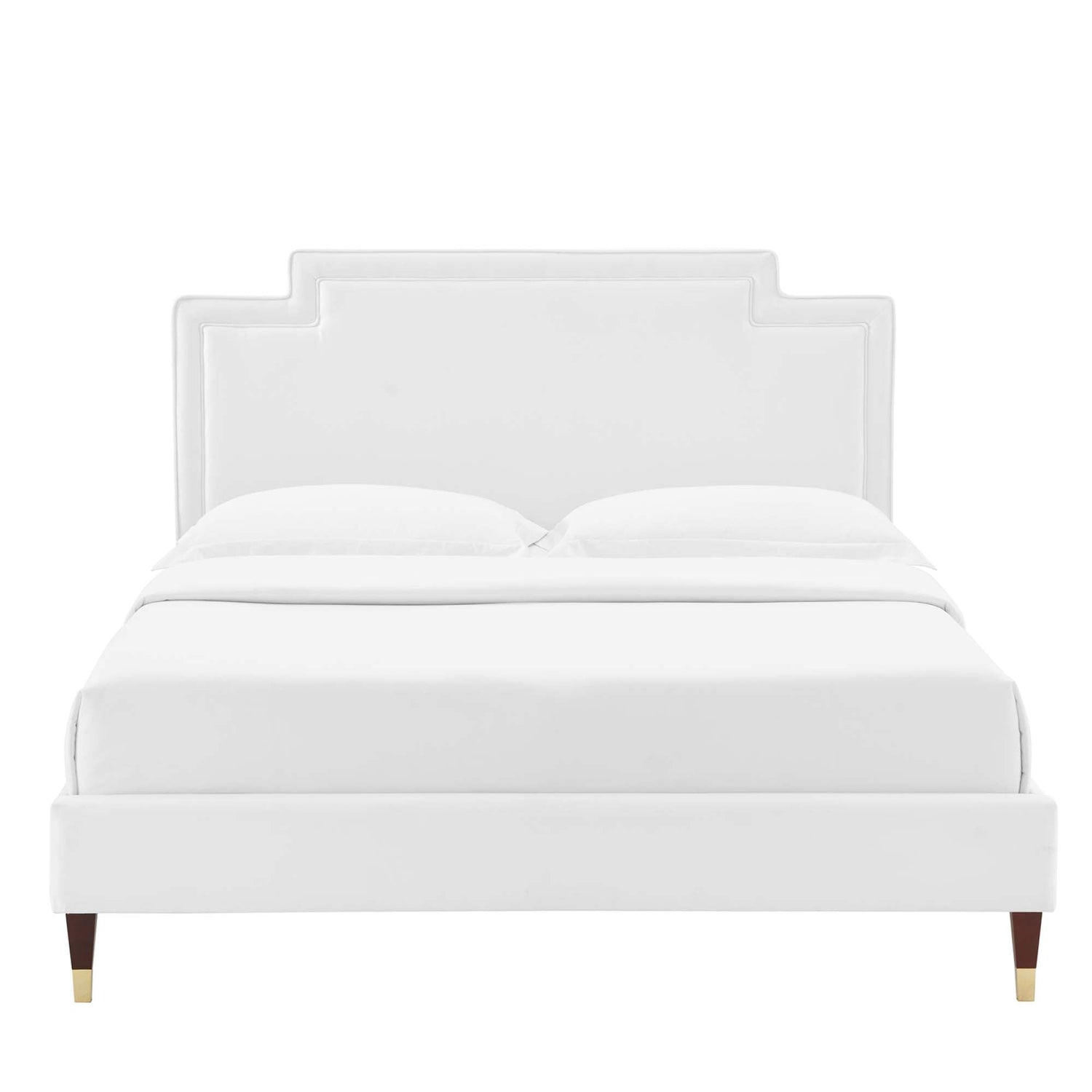 Liva Performance Velvet Bed With Wood and Gold Legs by Modway