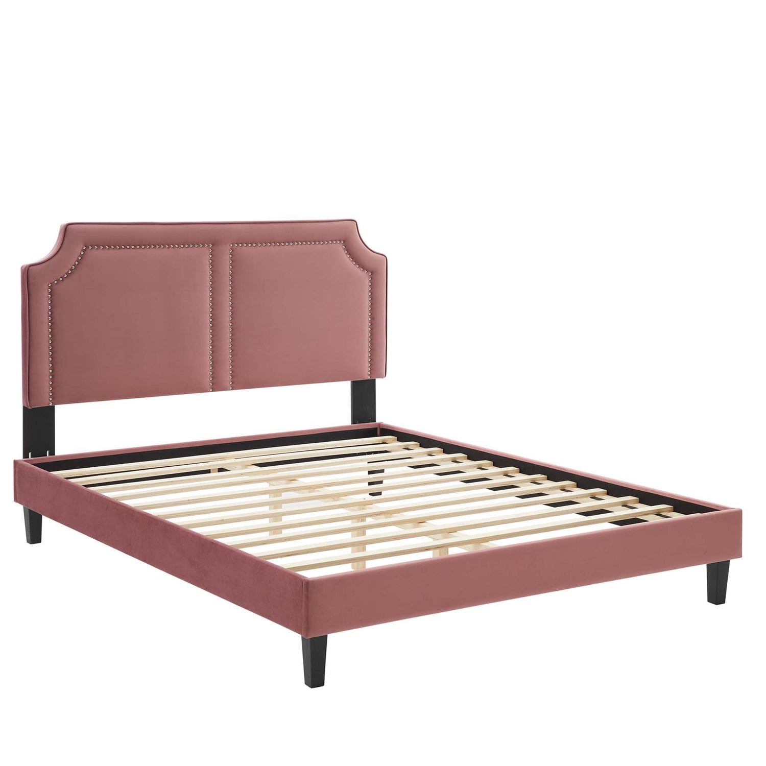 Novi Performance Velvet Bed With Black Wood Legs by Modway