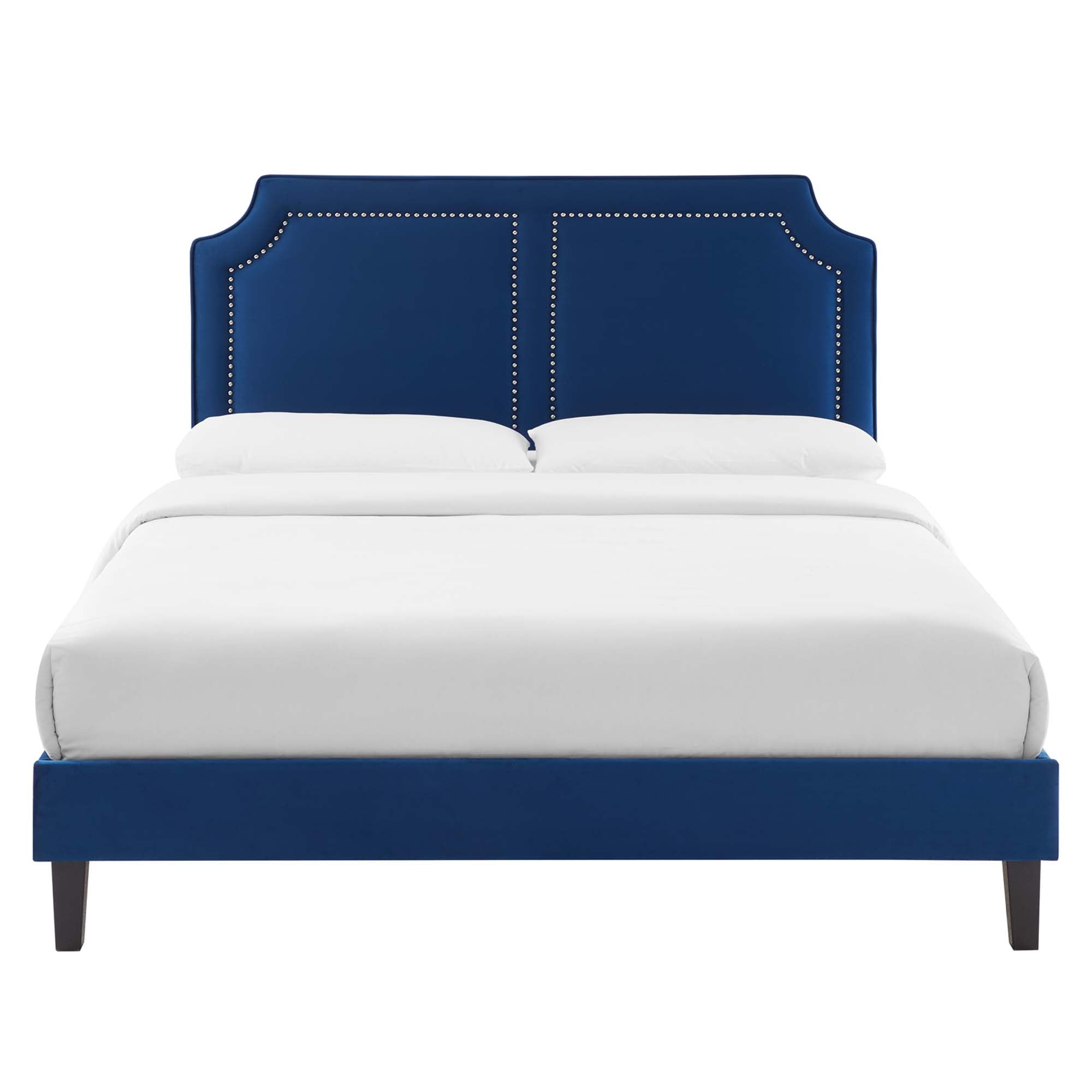 Novi Performance Velvet Bed With Black Wood Legs by Modway