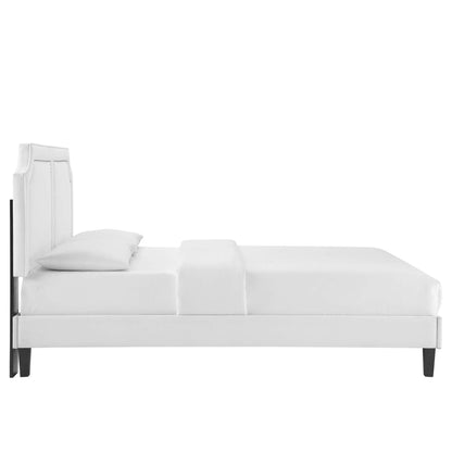 Novi Performance Velvet Bed With Black Wood Legs by Modway