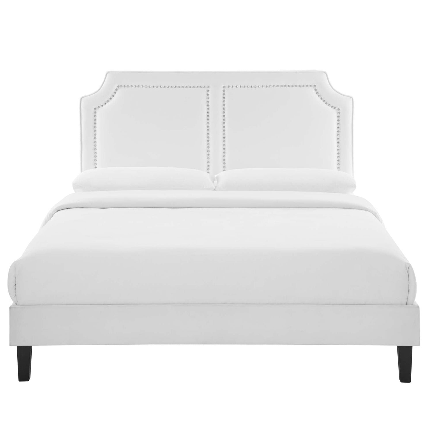 Novi Performance Velvet Bed With Black Wood Legs by Modway